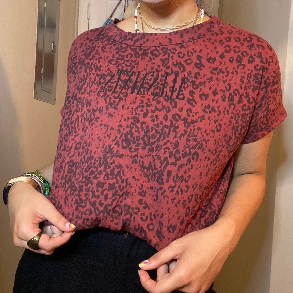 ALL SAINTS red cheetah print t shirt M/L